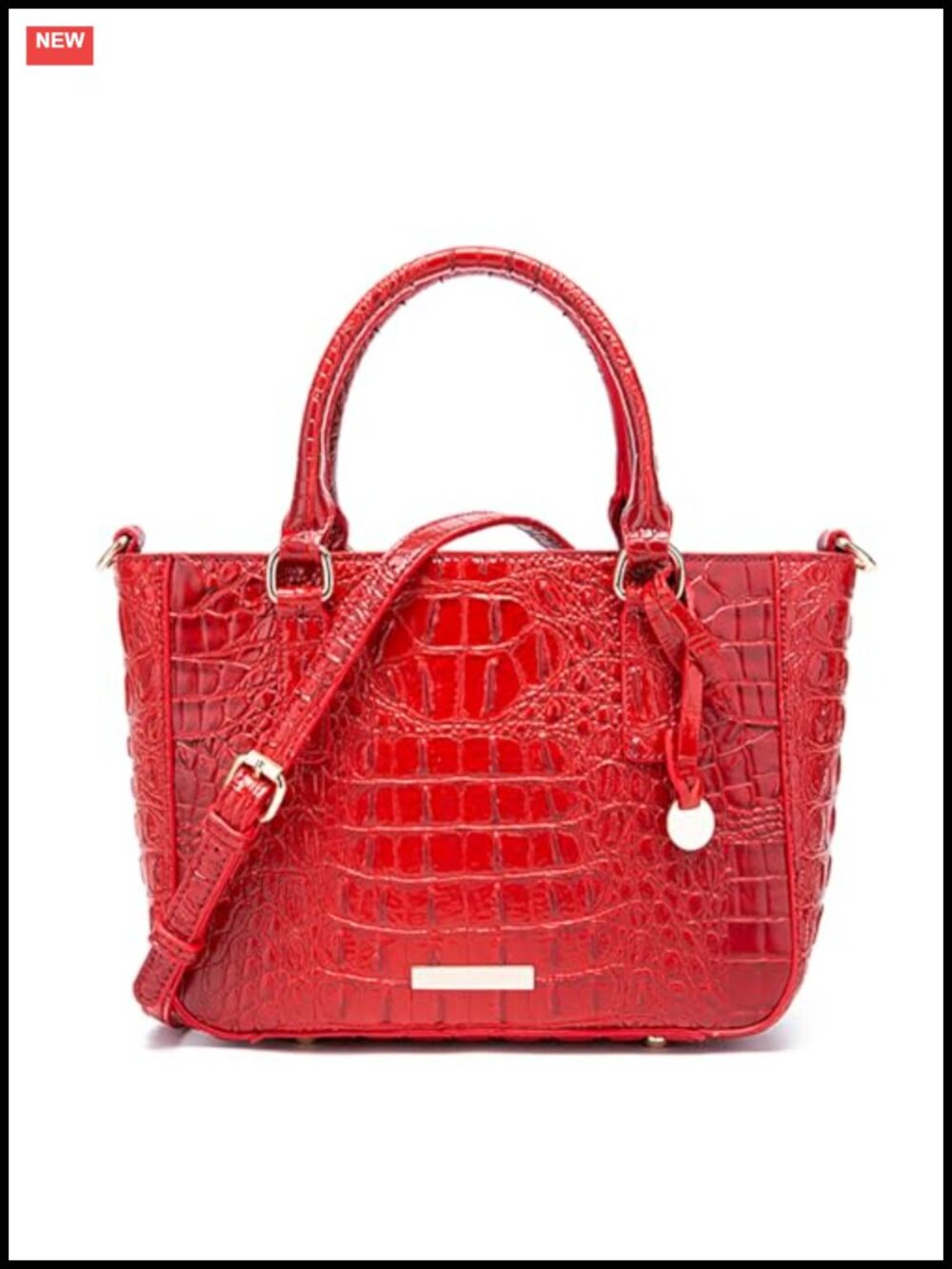 Crocodile Embossed Faux Leather Satchel Tote Purse with Zipper Crossbody Strap
